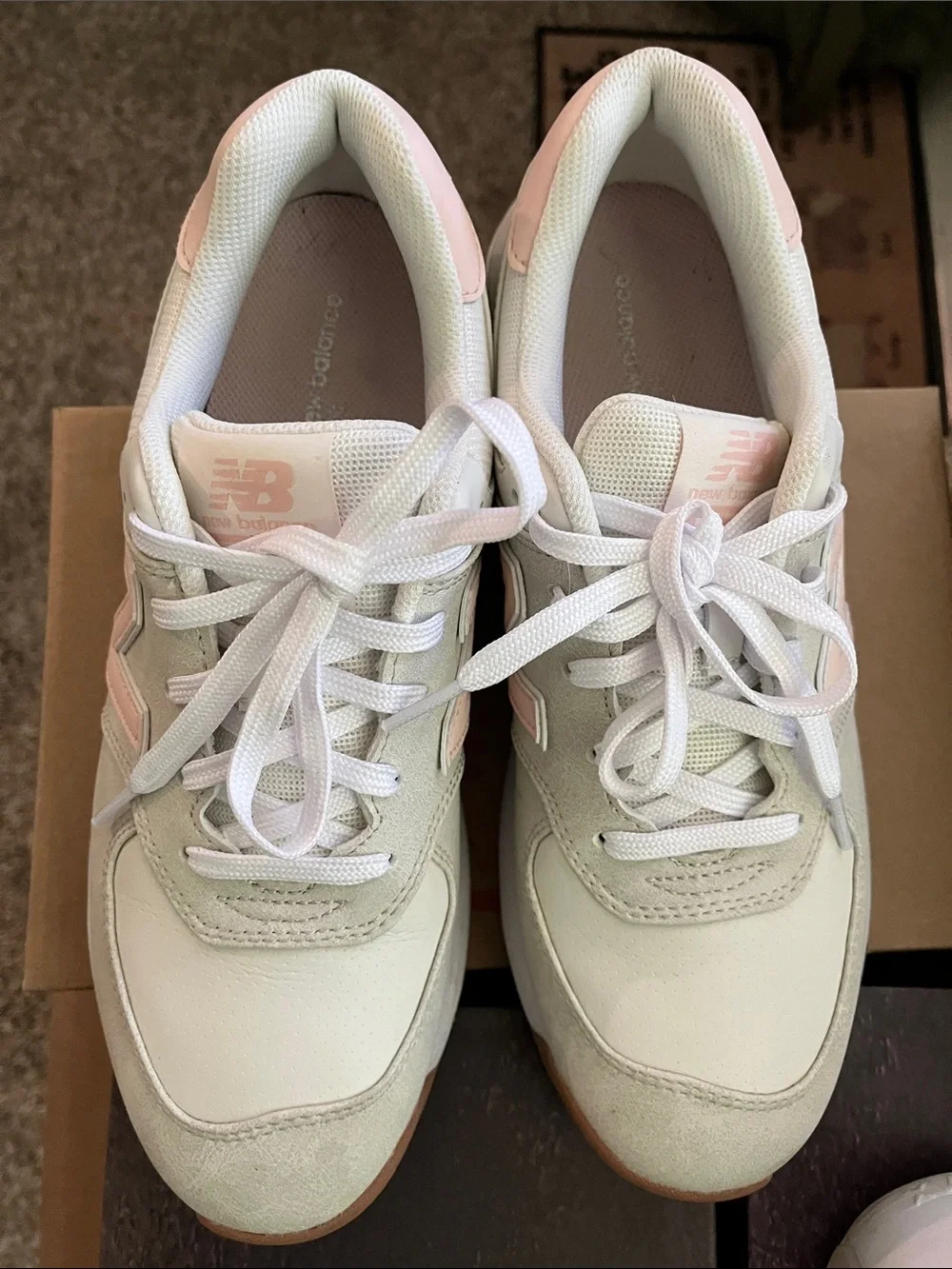 New Balance Women's Sneakers in Light Gray, White & Pale Pink